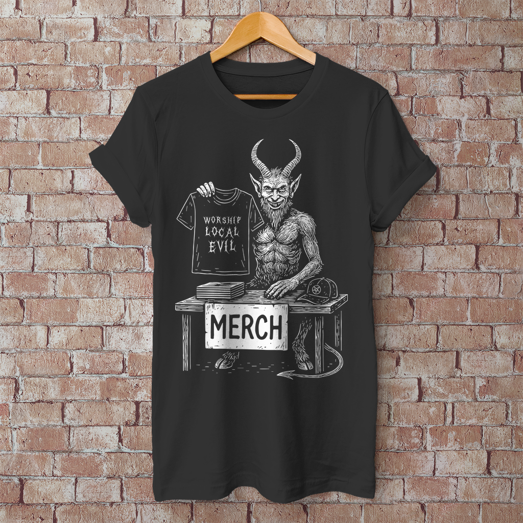 Herren T-Shirt Worship Local Evil! Unterstützt den Underground!