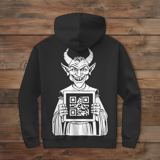 Herren Zipper Hoodie Satan Loves You QR