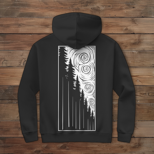 Herren Zipper Hoodie Wald bei aufziehendem Wind