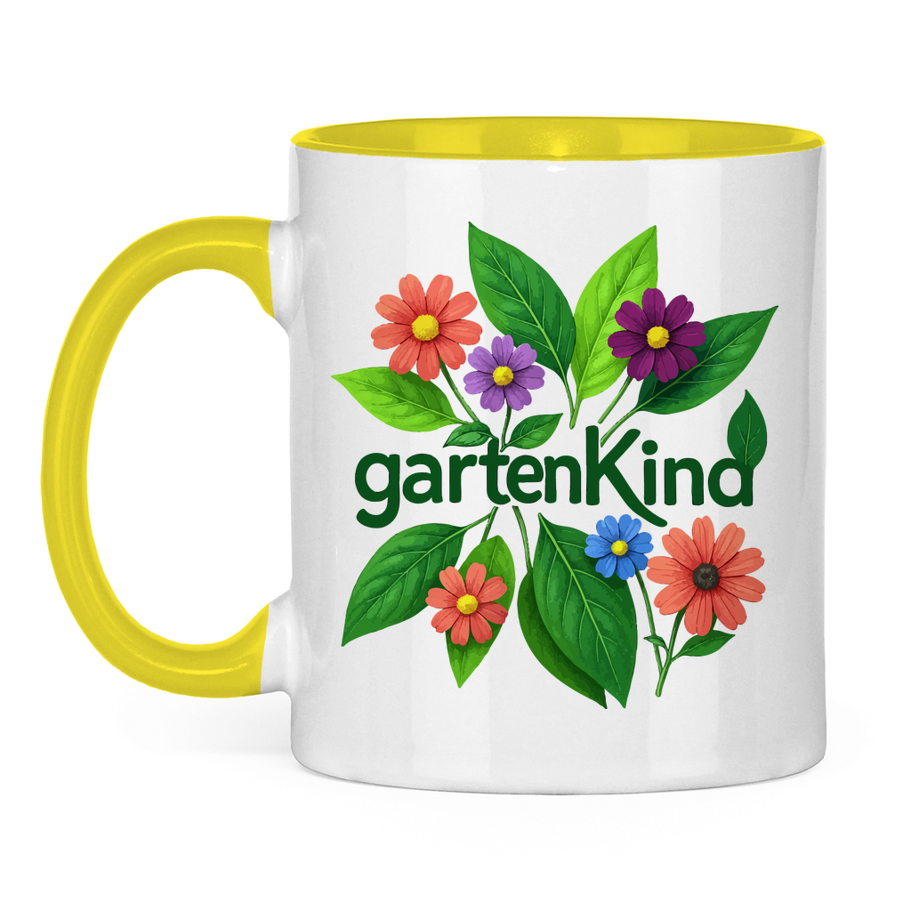 Tasse zweifarbig Gartenkind