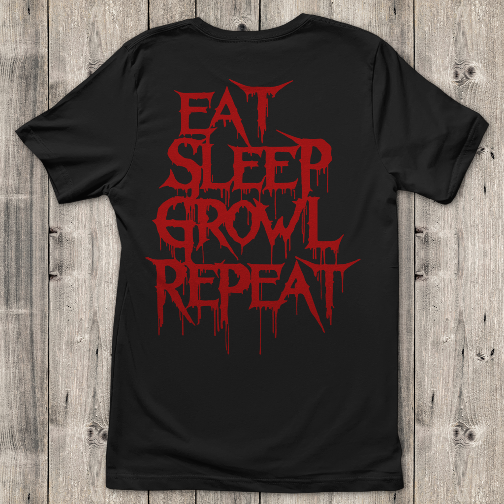Damen T-Shirt Eat Sleep Growl Repeat – Death Metal Life Cycle