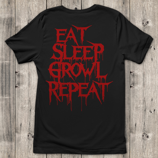 Damen T-Shirt Eat Sleep Growl Repeat – Death Metal Life Cycle