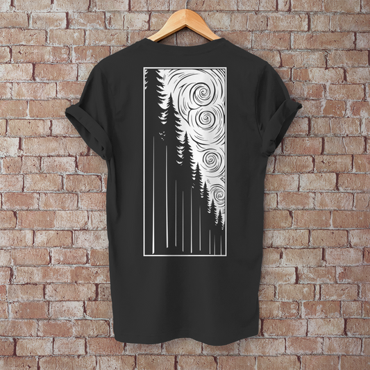 Herren T-Shirt Wald bei aufziehendem Wind