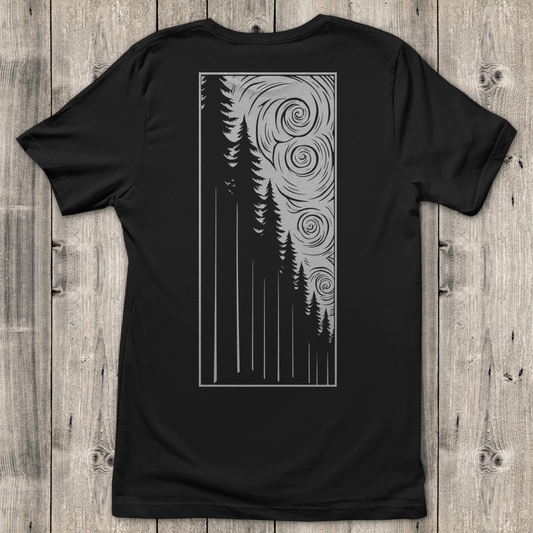 Damen T-Shirt Wald bei aufziehendem Wind