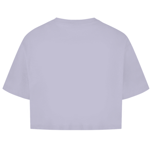 Damen Oversize Crop Top Hundespaziergang mit Herz und Leine