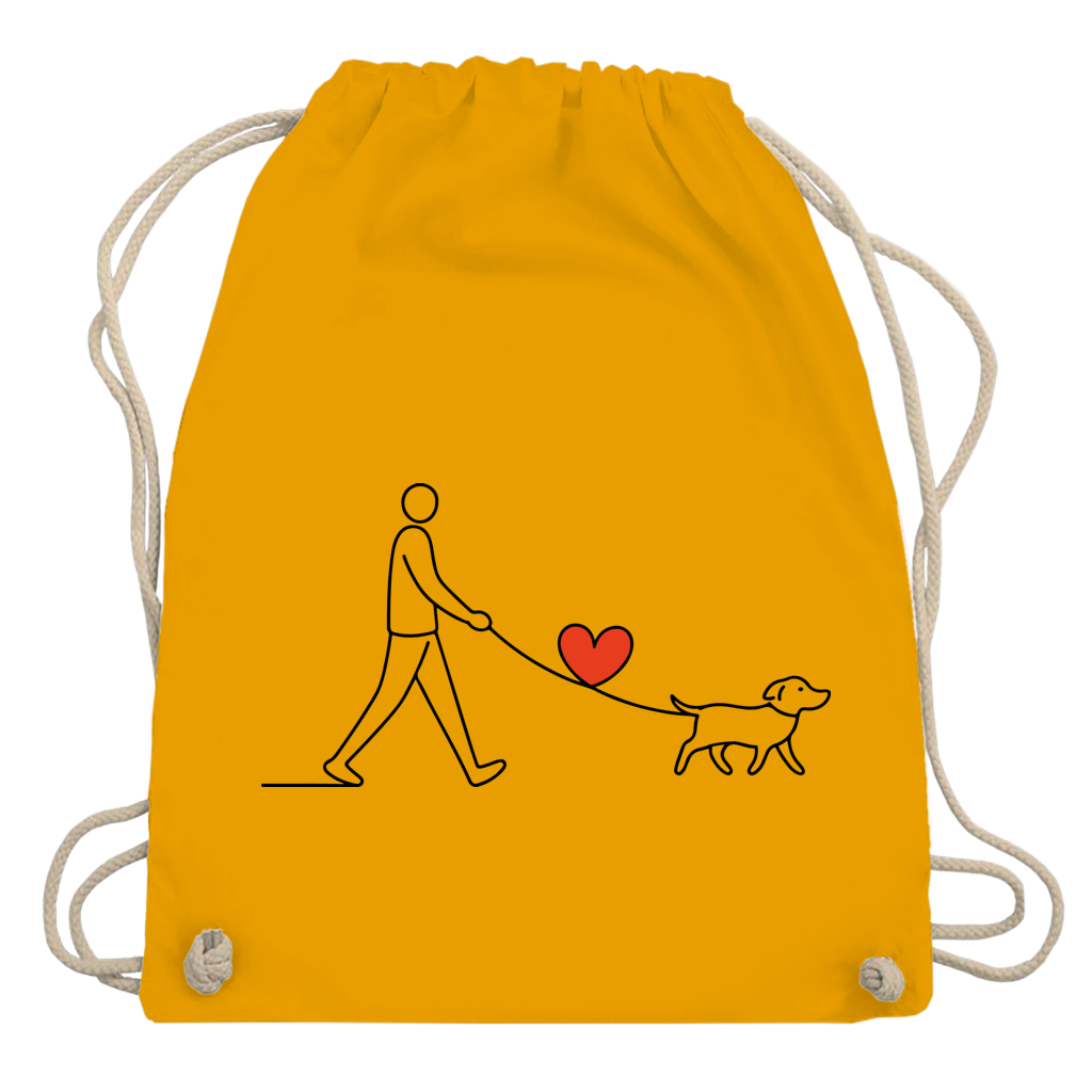 Turnbeutel Hundespaziergang mit Herz und Leine