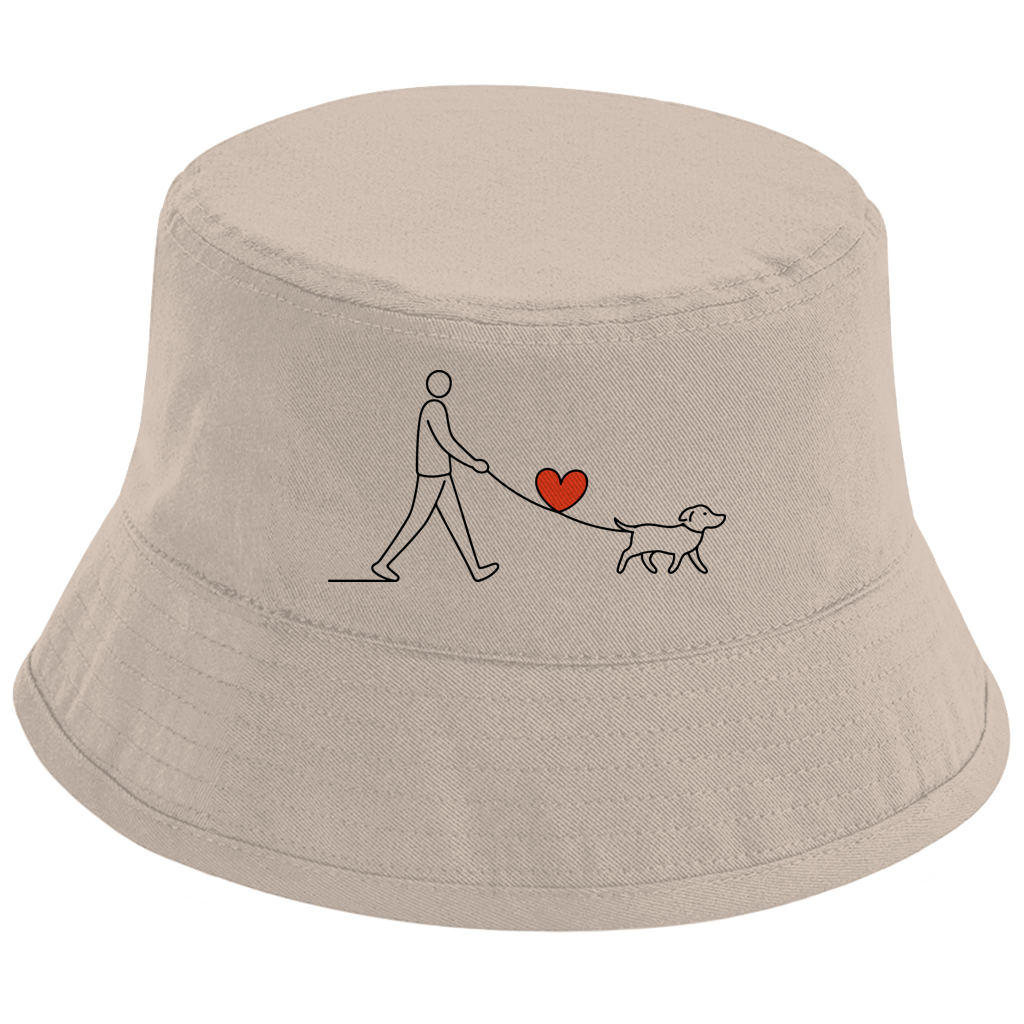 Bucket Hat Hundespaziergang mit Herz und Leine