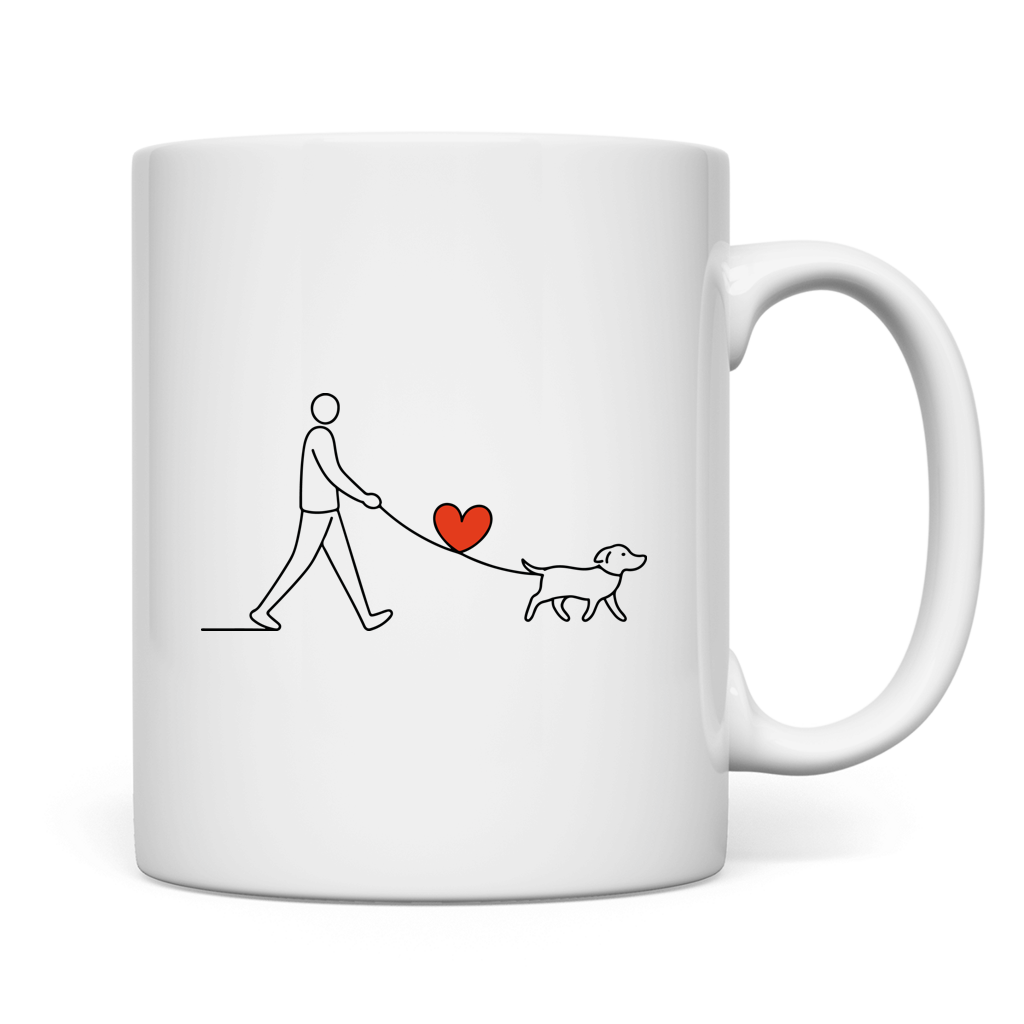 Tasse Hundespaziergang mit Herz und Leine