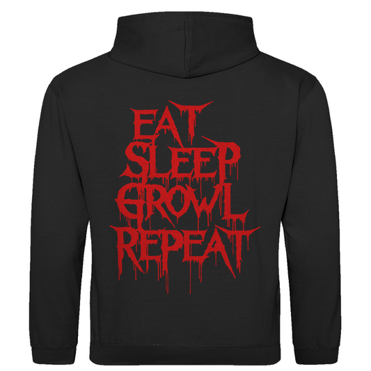 Herren Hoodie Eat Sleep Growl Repeat – Death Metal Life Cycle