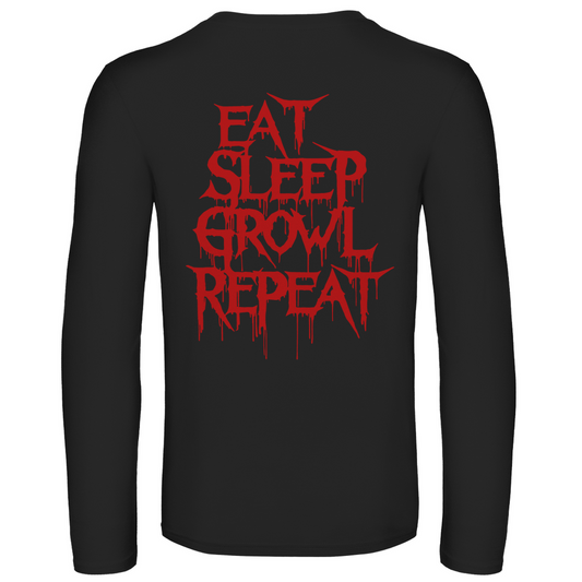 Unisex Langarmshirt Eat Sleep Growl Repeat – Death Metal Life Cycle