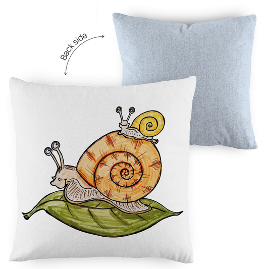 Kopfkissen zweifarbig Krabbelcrew Schnecke on Tour