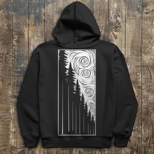 Herren Hoodie Wald bei aufziehendem Wind