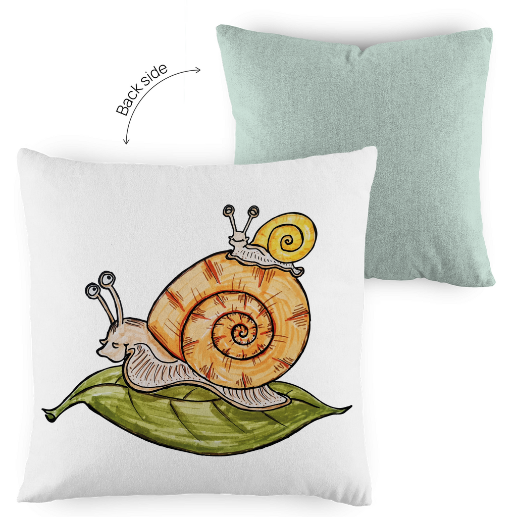 Kopfkissen zweifarbig Krabbelcrew Schnecke on Tour