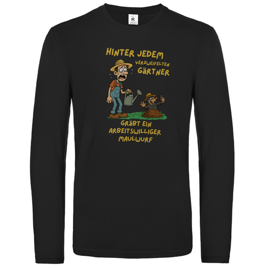 Unisex Langarmshirt Maulwurf vs. Gärtner