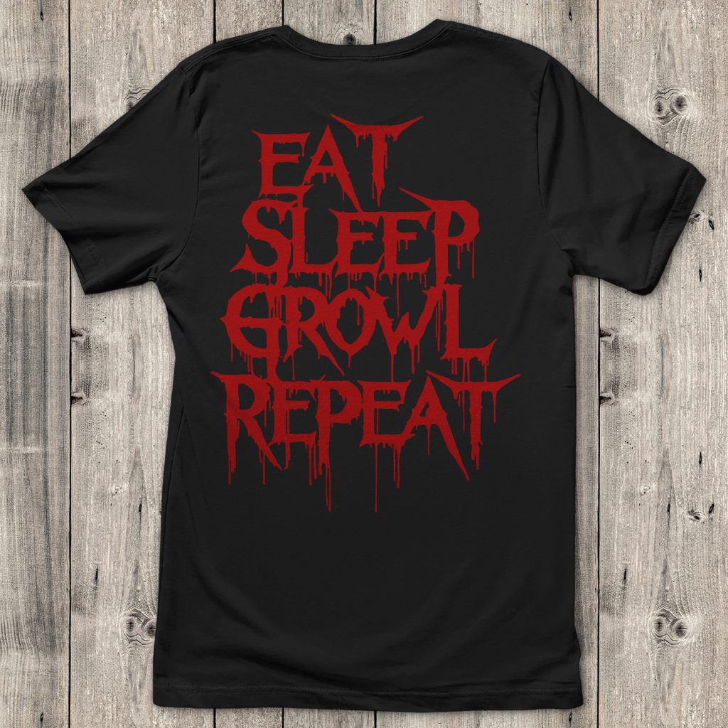 Damen T-Shirt Eat Sleep Growl Repeat – Death Metal Life Cycle