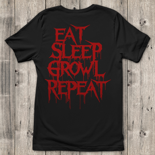 Damen T-Shirt Eat Sleep Growl Repeat – Death Metal Life Cycle