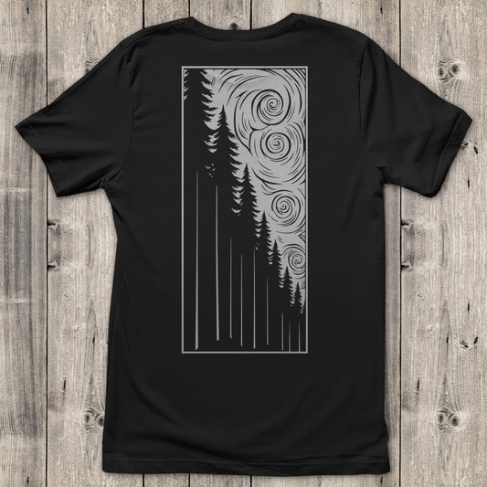 Damen T-Shirt Wald bei aufziehendem Wind