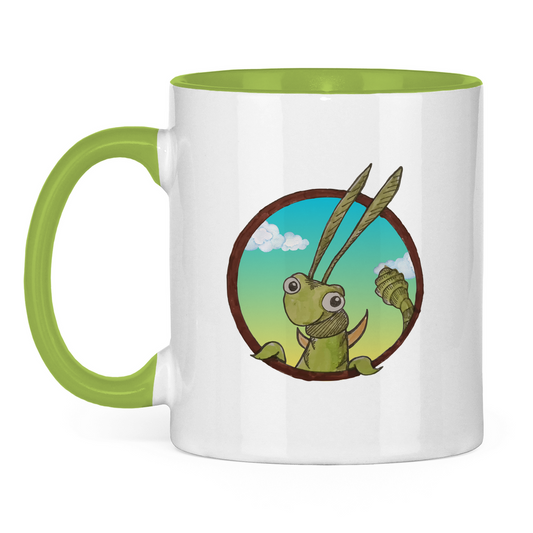 Tasse zweifarbig Kabbelcrew Dornschrecke Kasimir