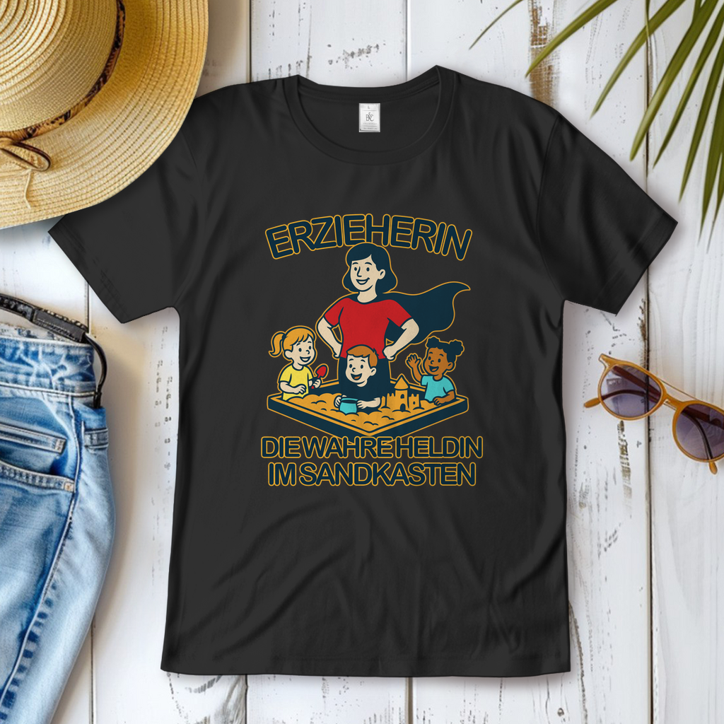 Damen T-Shirt Erzieherin - Die wahre Heldin im Sandkasten