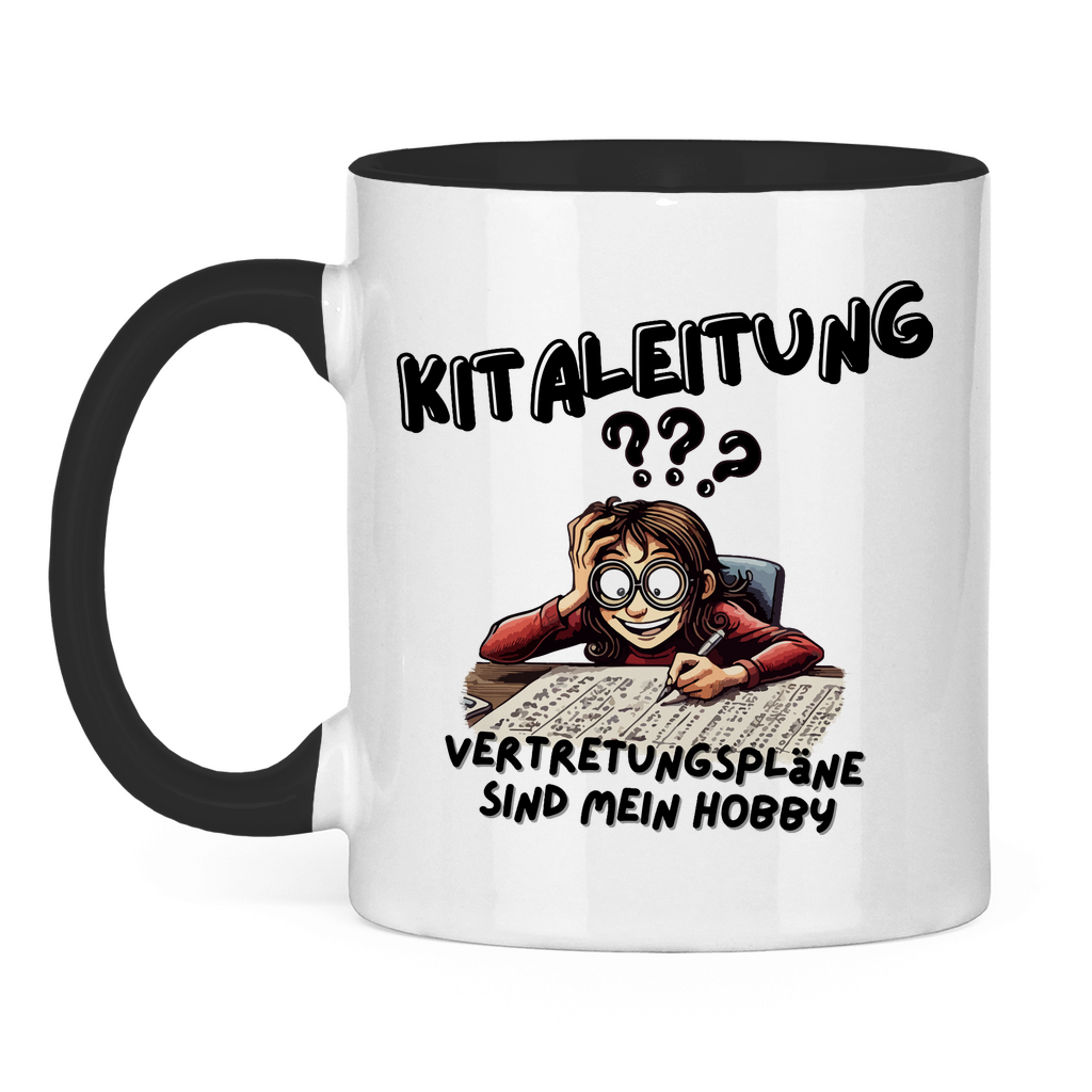 Tasse zweifarbig Kitaleitung - Vertretungspläne sind mein Hobby