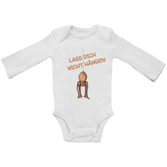 Baby Bio Bodysuite Langarm Krabbelcrew Hausspinne - Lass dich nicht Hängen