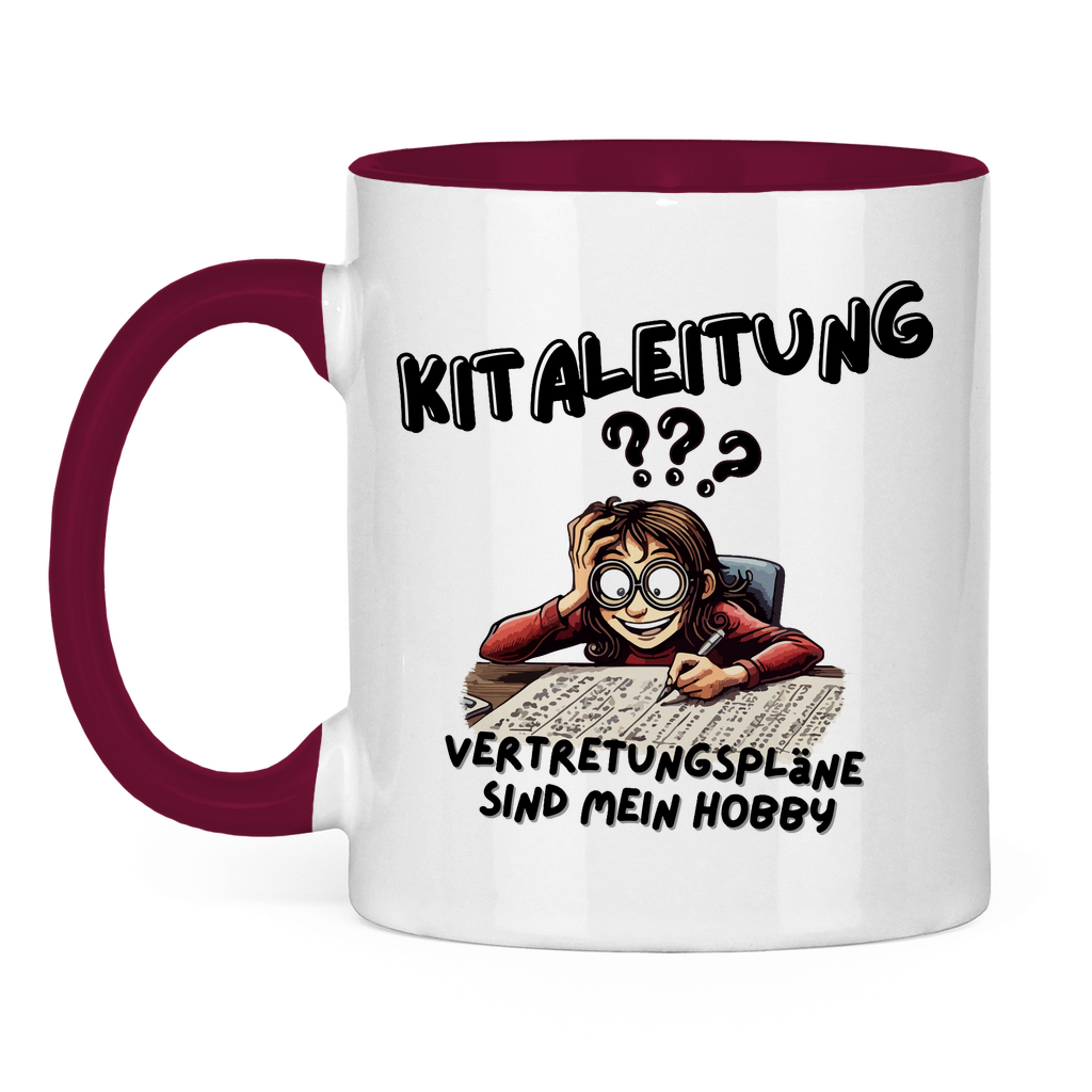 Tasse zweifarbig Kitaleitung - Vertretungspläne sind mein Hobby
