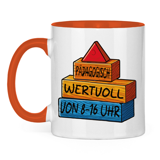 Tasse zweifarbig Pädagogisch wertvoll von 8-16Uhr