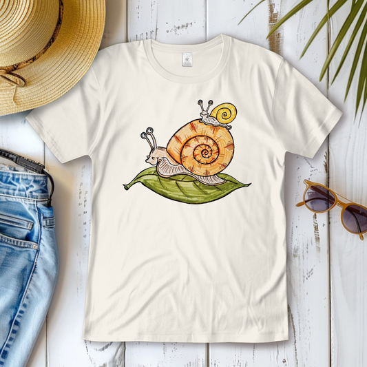 Damen T-Shirt Krabbelcrew Schnecke on Tour