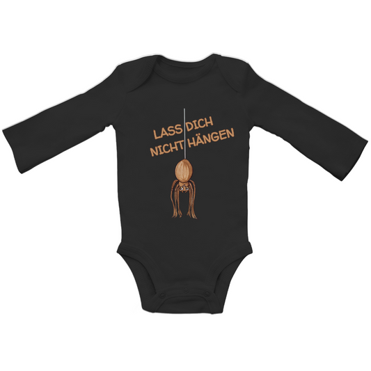 Baby Bio Bodysuite Langarm Krabbelcrew Hausspinne - Lass dich nicht Hängen