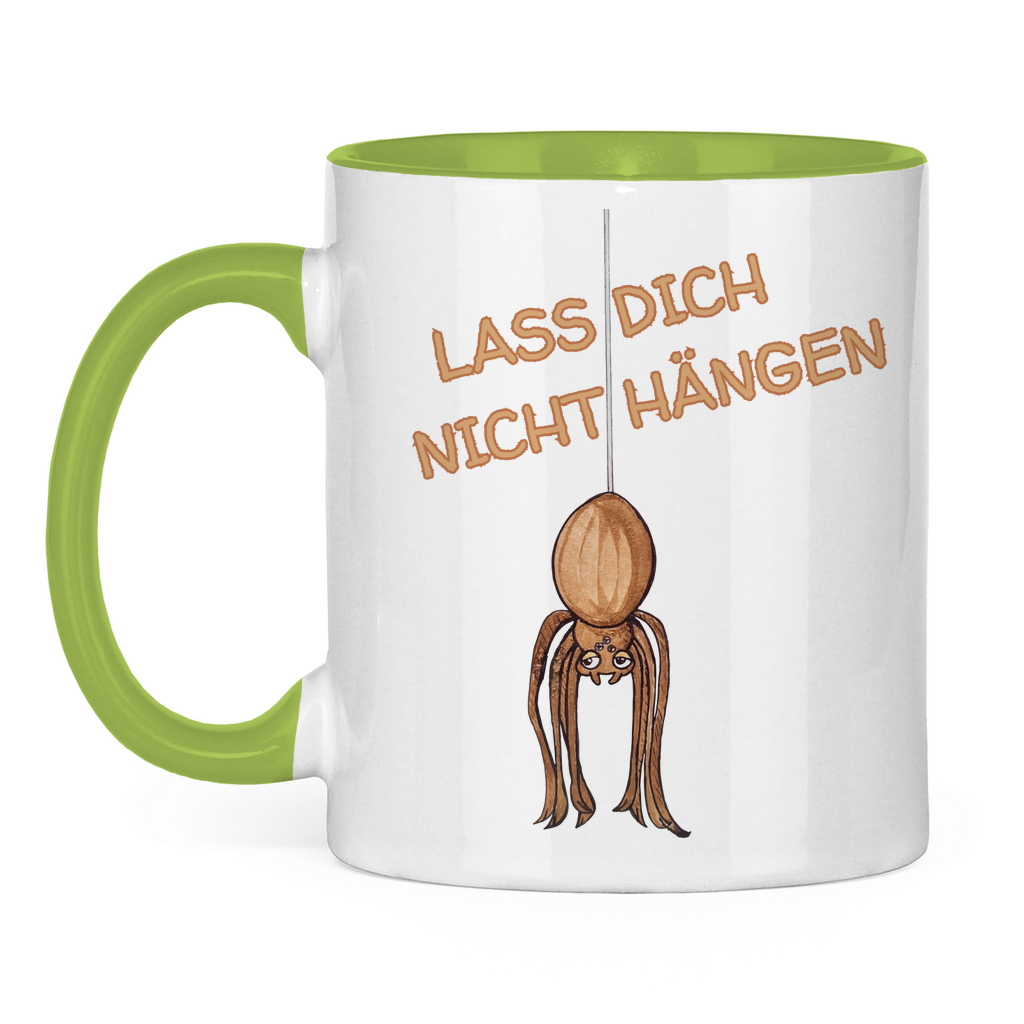 Tasse zweifarbig Krabbelcrew Hausspinne - Lass dich nicht Hängen