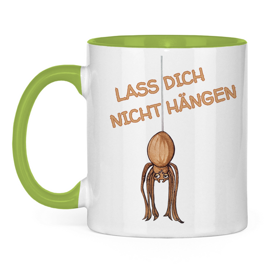 Tasse zweifarbig Krabbelcrew Hausspinne - Lass dich nicht Hängen