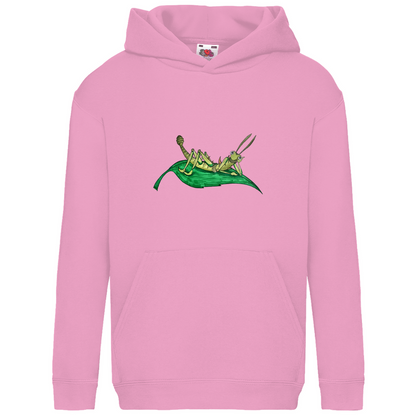 Kids Basic Hoodie Krabbelcrew Dornschrecke Kasimir liegt auf einem Blatt