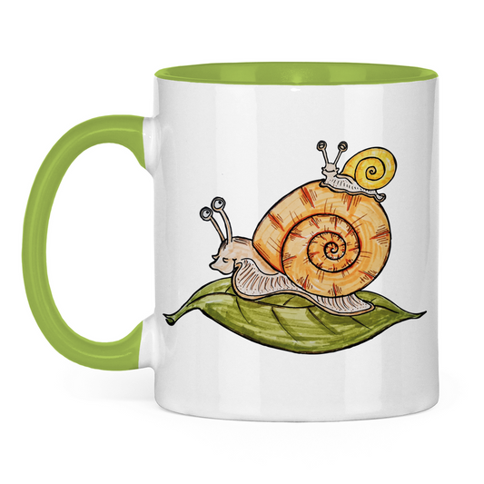 Tasse zweifarbig Krabbelcrew Schnecke on Tour