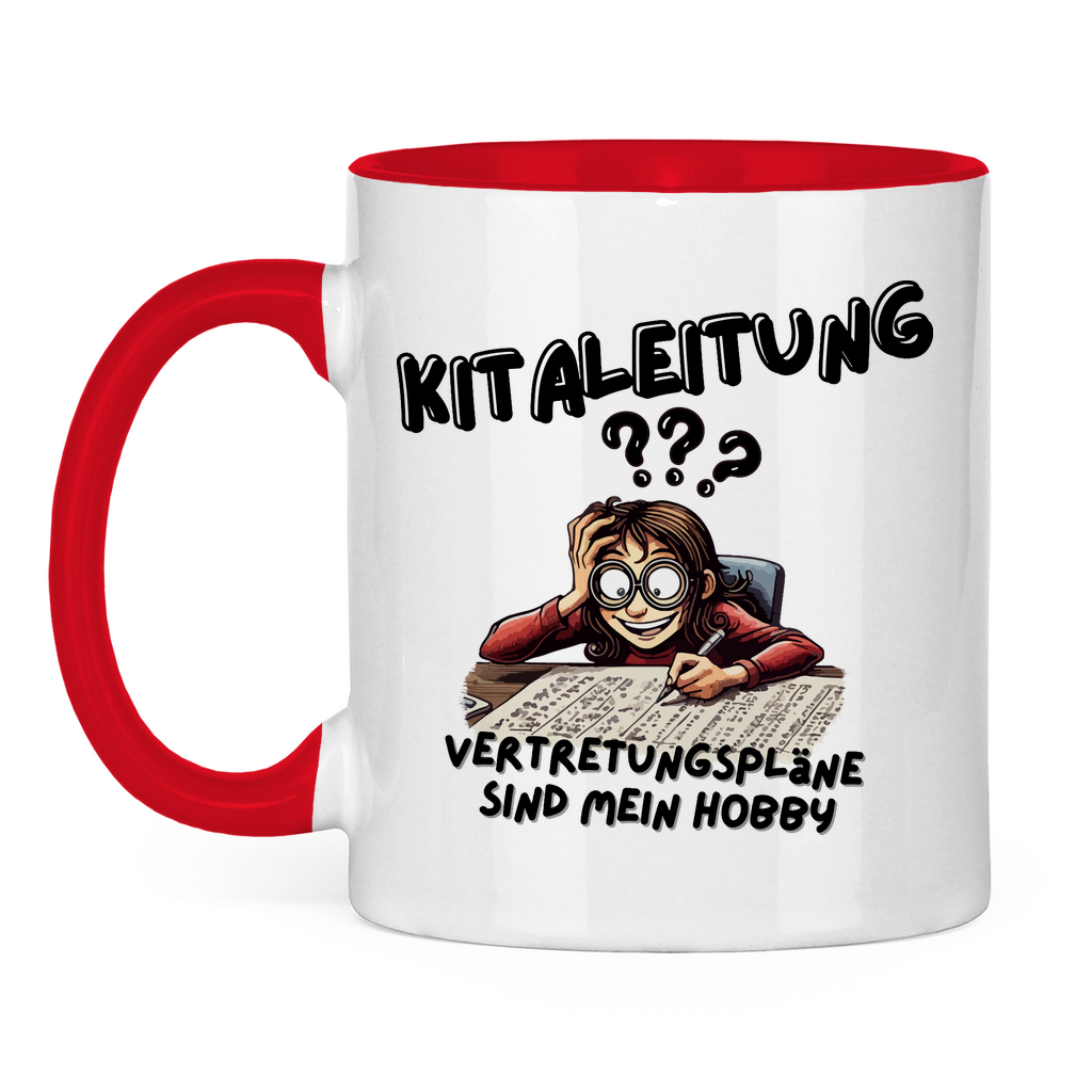 Tasse zweifarbig Kitaleitung - Vertretungspläne sind mein Hobby