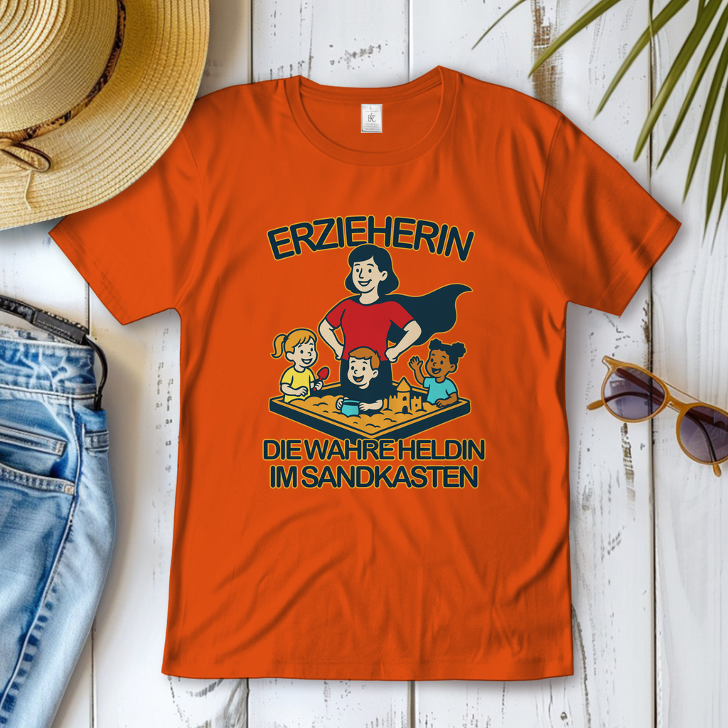 Damen T-Shirt Erzieherin - Die wahre Heldin im Sandkasten