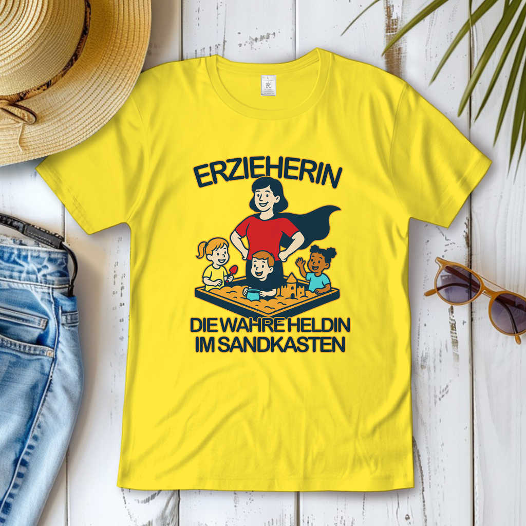 Damen T-Shirt Erzieherin - Die wahre Heldin im Sandkasten