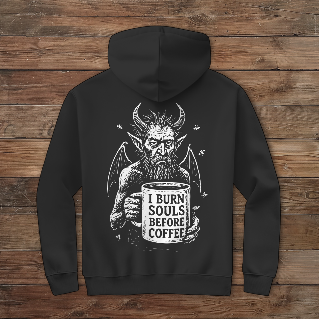 Herren Zipper Hoodie I Burn Souls Before Coffee