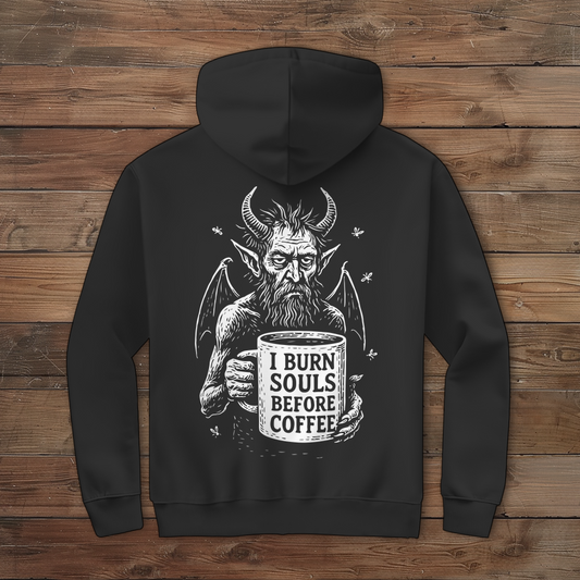 Herren Zipper Hoodie I Burn Souls Before Coffee