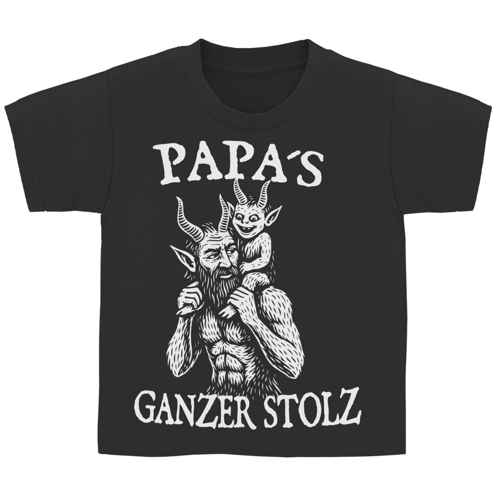 Kinder Basic T-Shirt Papa’s ganzer Stolz – Dämonische Vaterfreuden