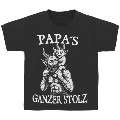 Kinder Basic T-Shirt Papa’s ganzer Stolz – Dämonische Vaterfreuden