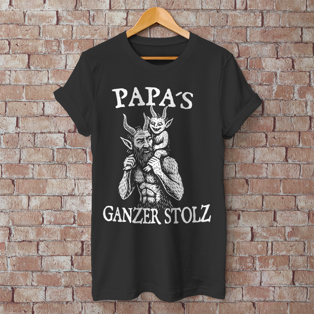 Herren T-Shirt Papa’s ganzer Stolz – Dämonische Vaterfreuden