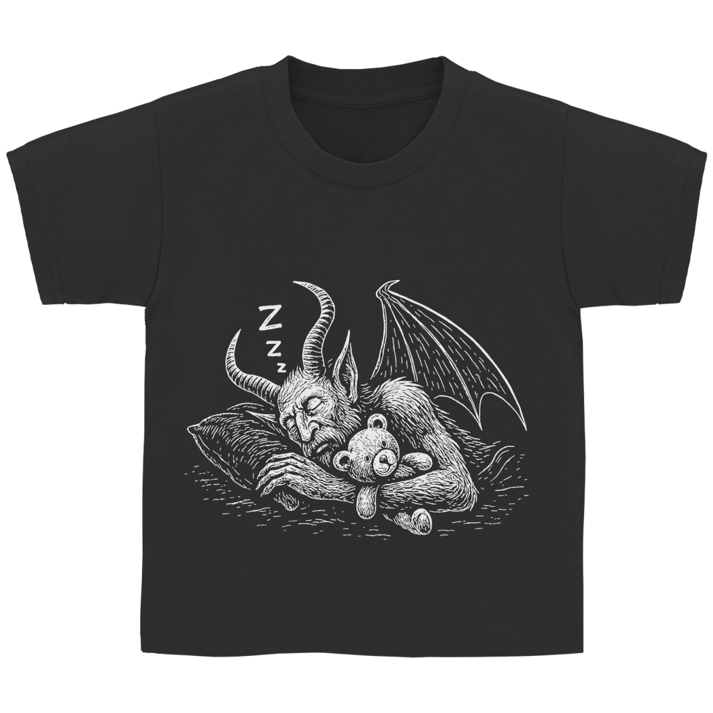 Kinder Basic T-Shirt Schlafender Dämon mit Kuschelbär