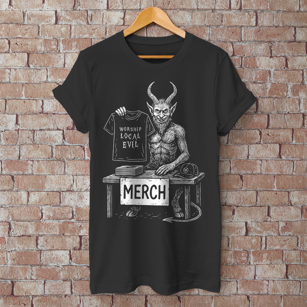 Herren T-Shirt Worship Local Evil! Unterstützt den Underground!