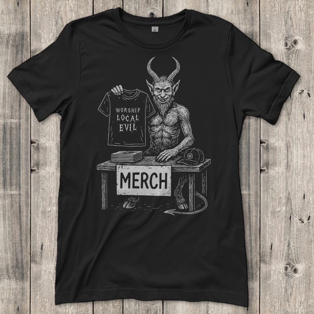 Damen T-Shirt Worship Local Evil! Unterstützt den Underground!