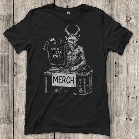 Damen T-Shirt Worship Local Evil! Unterstützt den Underground!