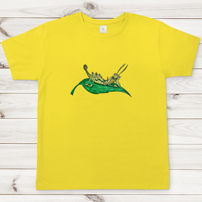 Herren T-Shirt Krabbelcrew Dornschrecke Kasimir liegt auf einem Blatt