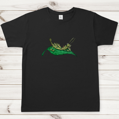 Herren T-Shirt Krabbelcrew Dornschrecke Kasimir liegt auf einem Blatt