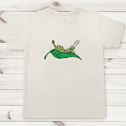 Herren T-Shirt Krabbelcrew Dornschrecke Kasimir liegt auf einem Blatt