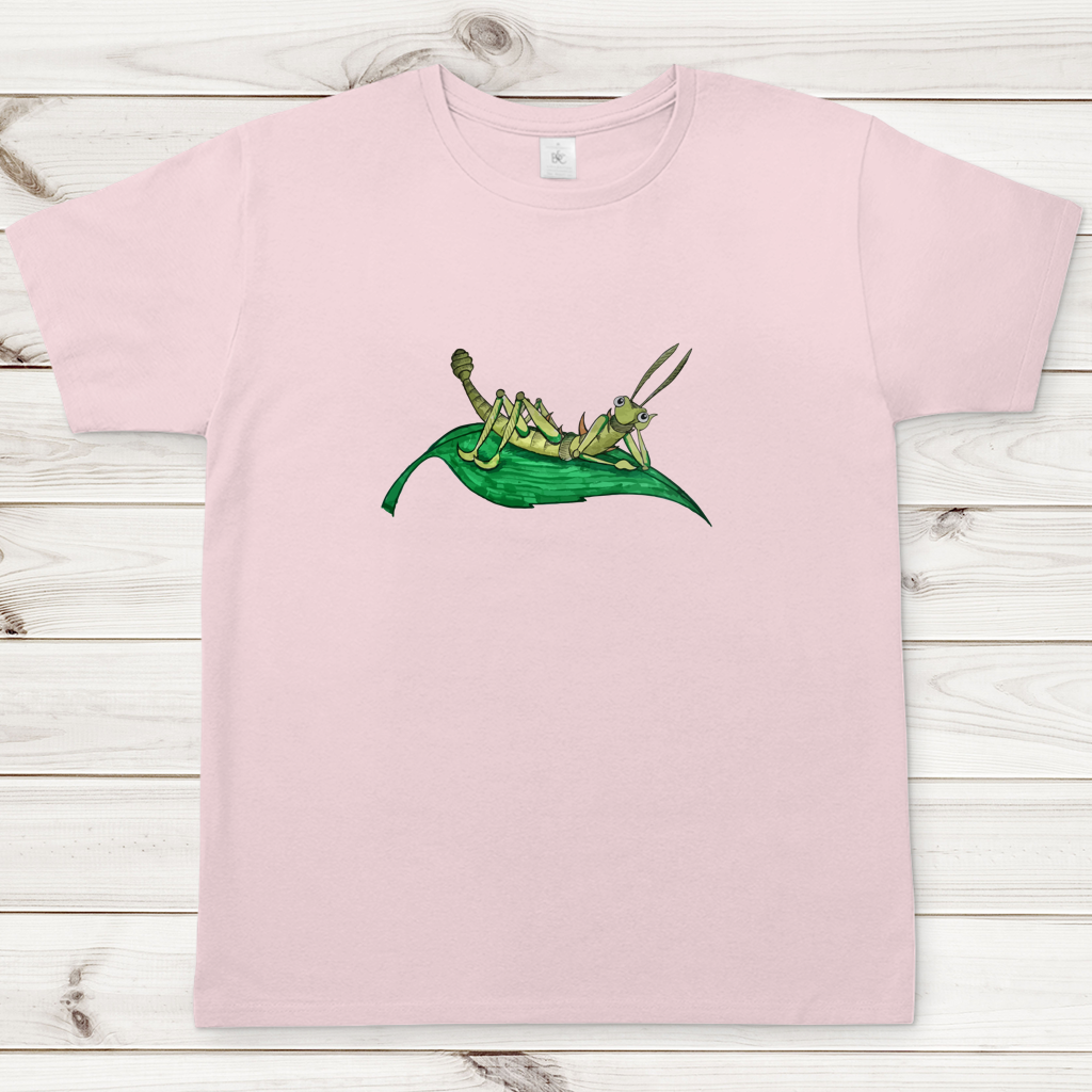 Herren T-Shirt Krabbelcrew Dornschrecke Kasimir liegt auf einem Blatt