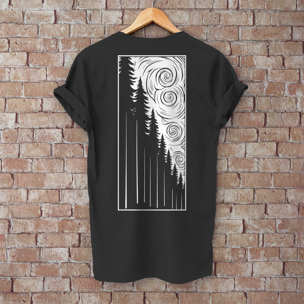 Herren T-Shirt Wald bei aufziehendem Wind